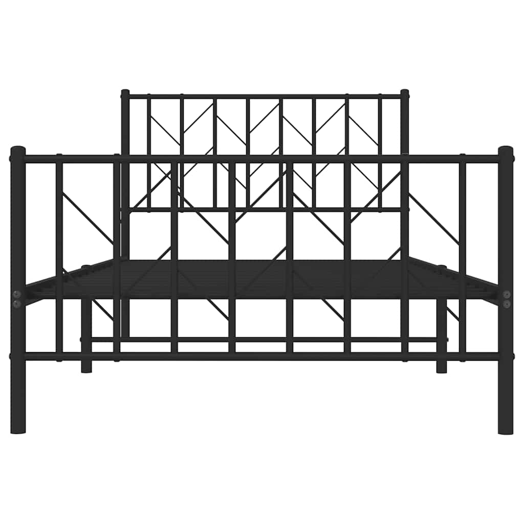 Giroletto con Testiera e Pediera Metallo Nero 100x200 cm | homemem39