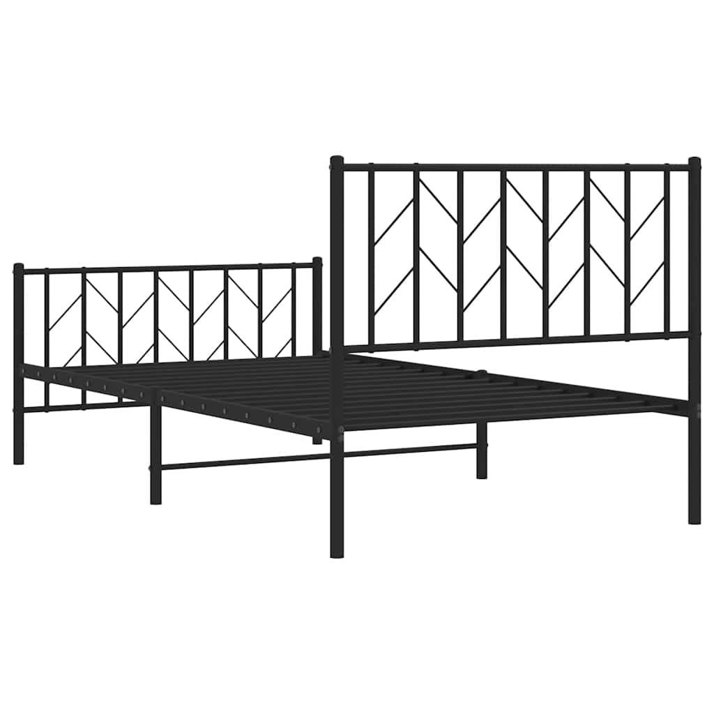 Giroletto con Testiera e Pediera Metallo Nero 100x200 cm | homemem39