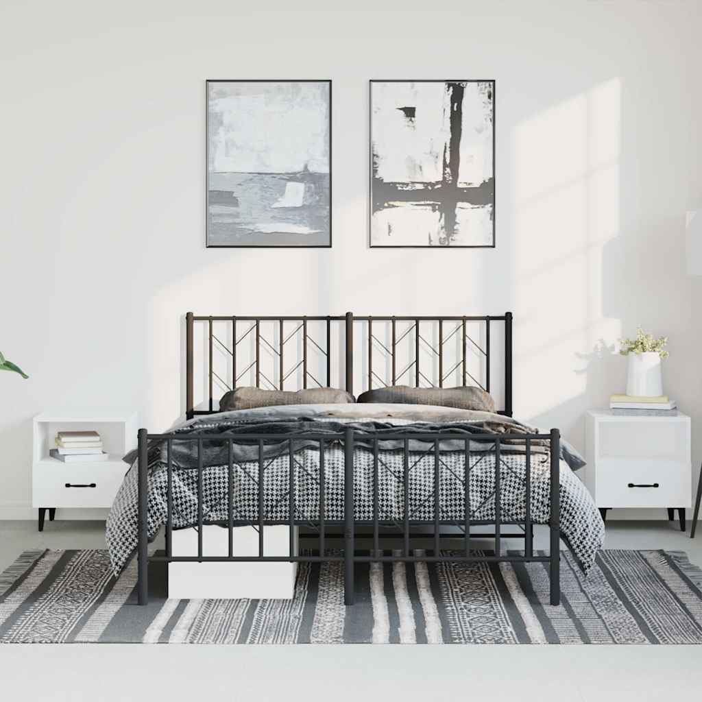 Giroletto con Testiera e Pediera Metallo Nero 150x200 cm | homemem39