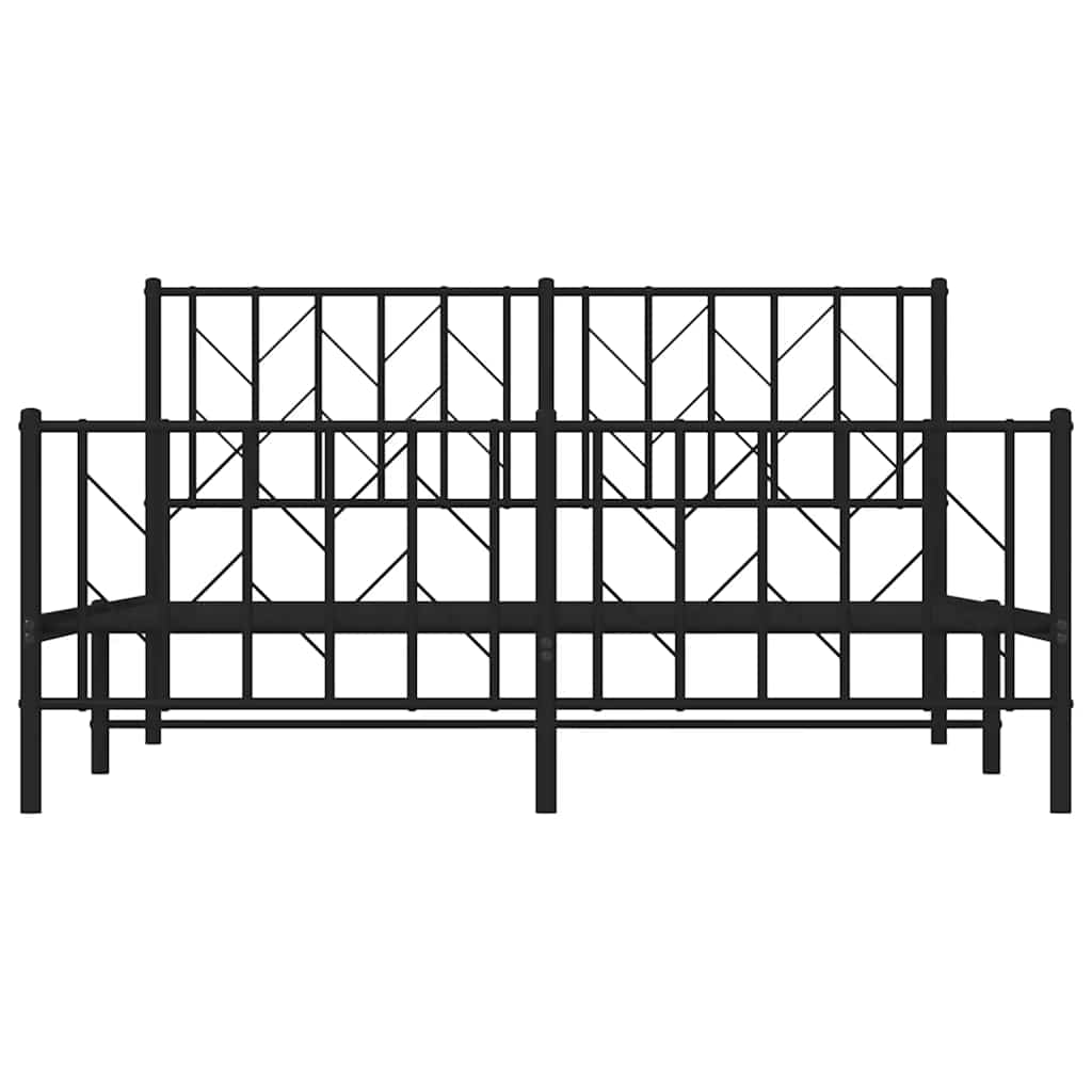 Giroletto con Testiera e Pediera Metallo Nero 150x200 cm | homemem39
