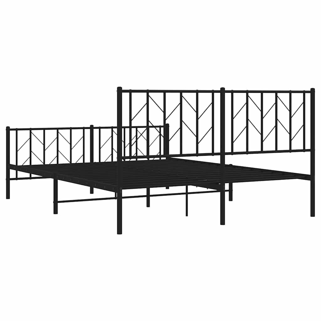Giroletto con Testiera e Pediera Metallo Nero 150x200 cm | homemem39