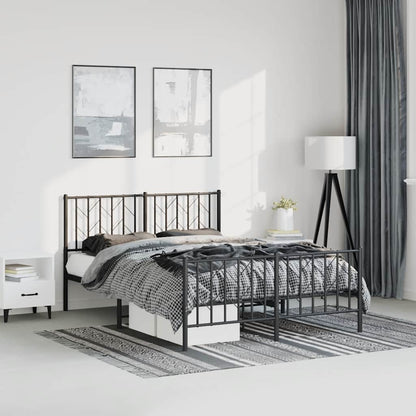 Giroletto con Testiera e Pediera Metallo Nero 150x200 cm | homemem39