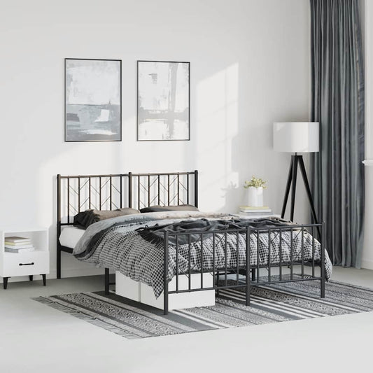 Giroletto con Testiera e Pediera Metallo Nero 150x200 cm | homemem39