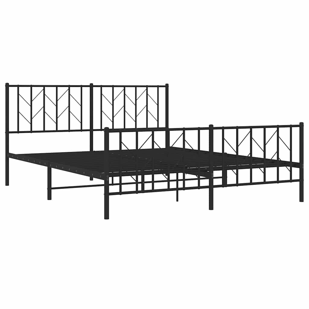 Giroletto senza Materaso con Pediera in Metallo Nero 160x200 cm