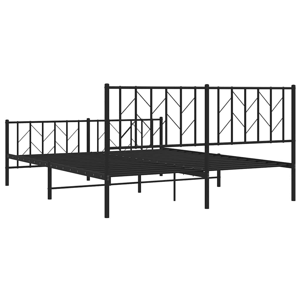 Giroletto senza Materaso con Pediera in Metallo Nero 160x200 cm