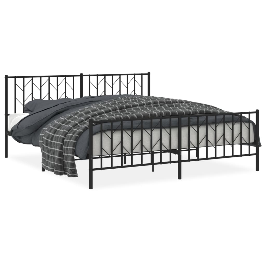 Giroletto con Testiera e Pediera Metallo Nero 183x213 cm | homemem39