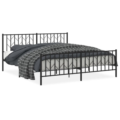 Giroletto con Testiera e Pediera Metallo Nero 183x213 cm | homemem39