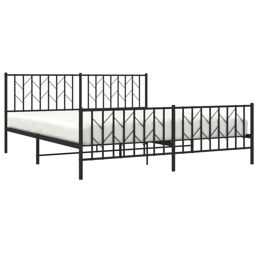Giroletto con Testiera e Pediera Metallo Nero 183x213 cm | homemem39