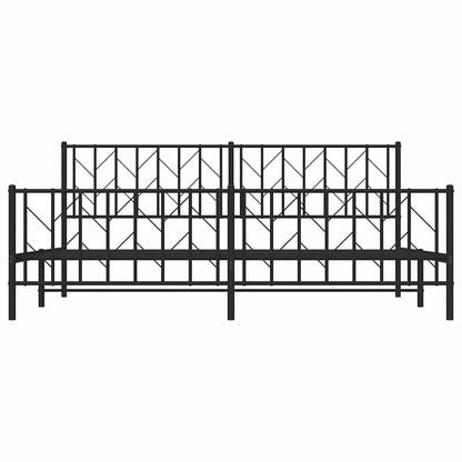 Giroletto con Testiera e Pediera Metallo Nero 193x203 cm - homemem39