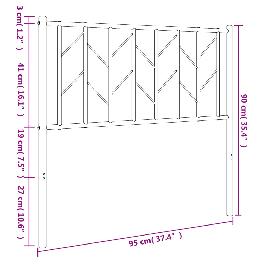 Testiera di Ricambio in Metallo Nero 90 cm | homemem39