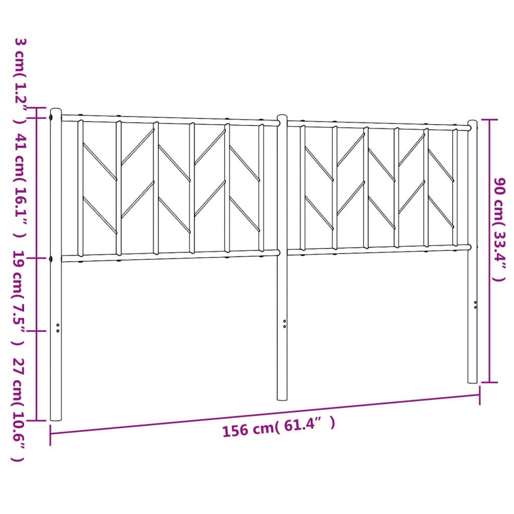 Testiera di Ricambio in Metallo Nero 150 cm | homemem39