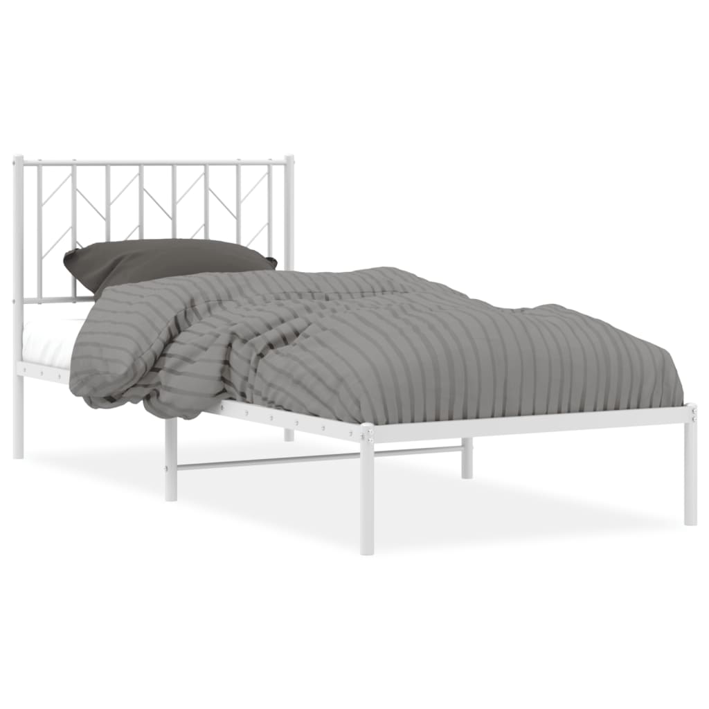 Giroletto con Testiera Metallo Bianco 90x190 cm | homemem39