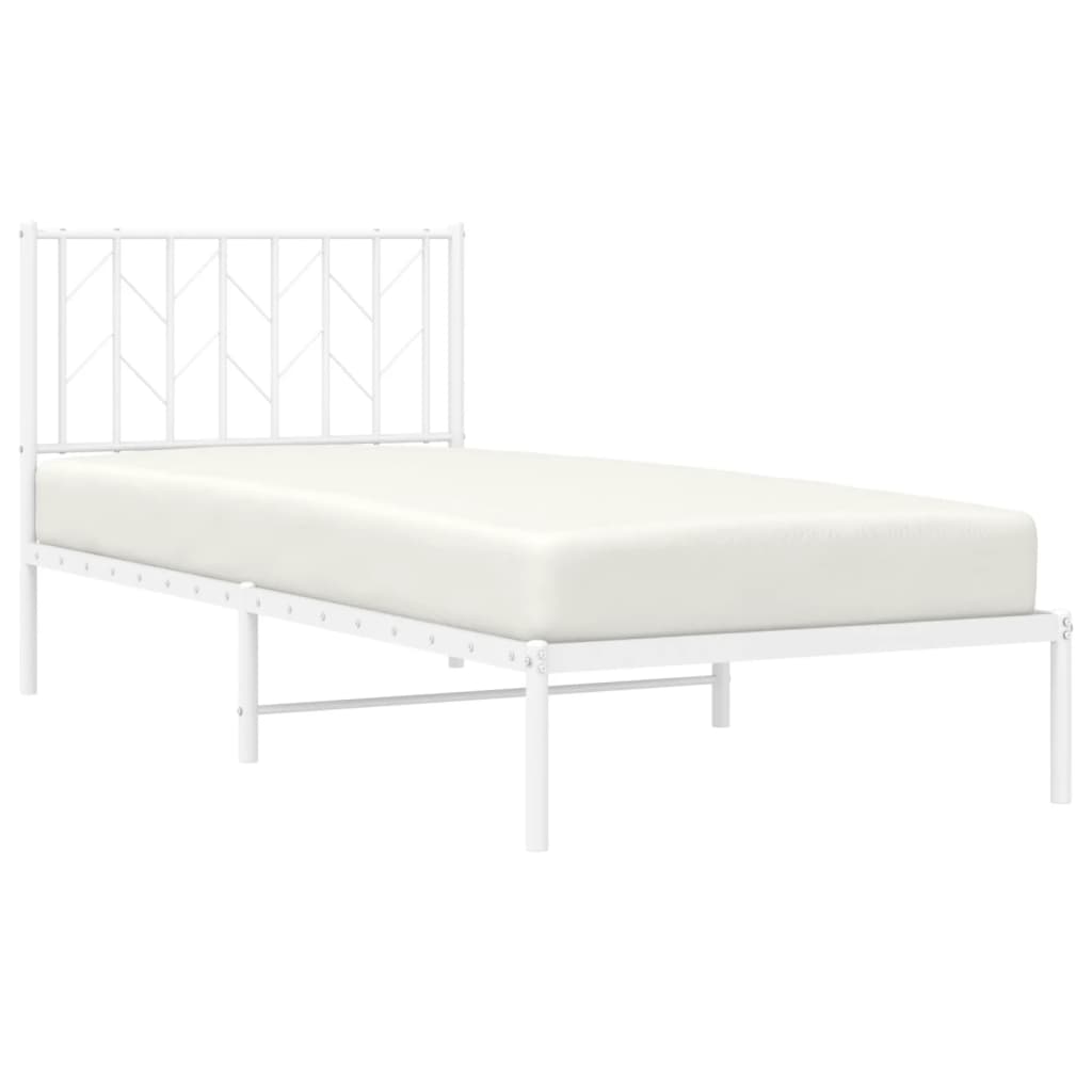 Giroletto con Testiera Metallo Bianco 90x190 cm | homemem39