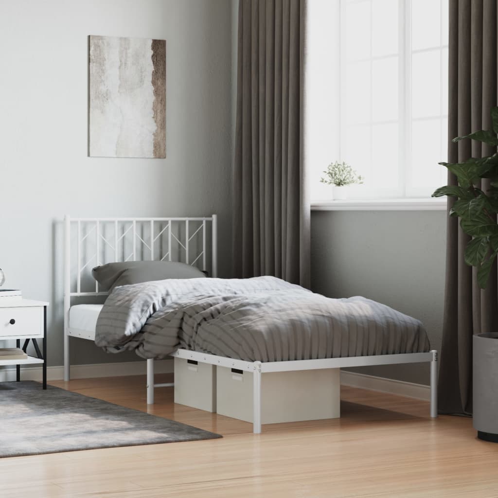 Giroletto con Testiera Metallo Bianco 90x190 cm | homemem39