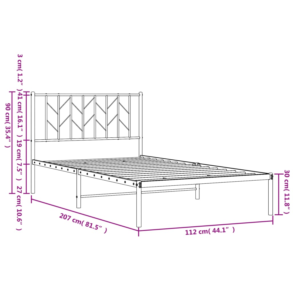 Giroletto con Testiera Metallo Bianco 107x203 cm | homemem39