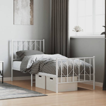 Giroletto con Testiera e Pediera Metallo Bianco 75x190 cm | homemem39