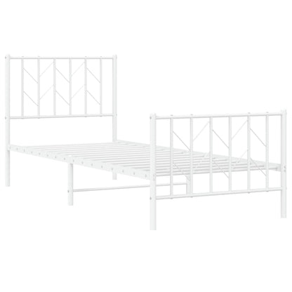 Giroletto con Testiera e Pediera Metallo Bianco 80x200 cm