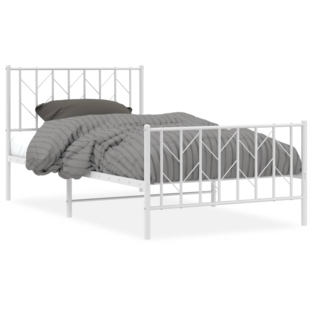 Giroletto con Testiera e Pediera Metallo Bianco 100x200 cm | homemem39