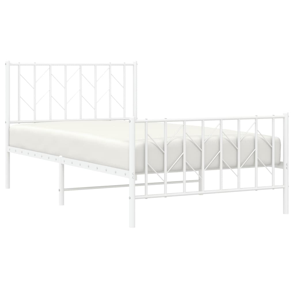 Giroletto con Testiera e Pediera Metallo Bianco 100x200 cm | homemem39