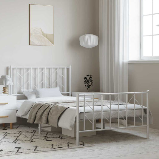 Giroletto con Testiera e Pediera Metallo Bianco 100x200 cm | homemem39