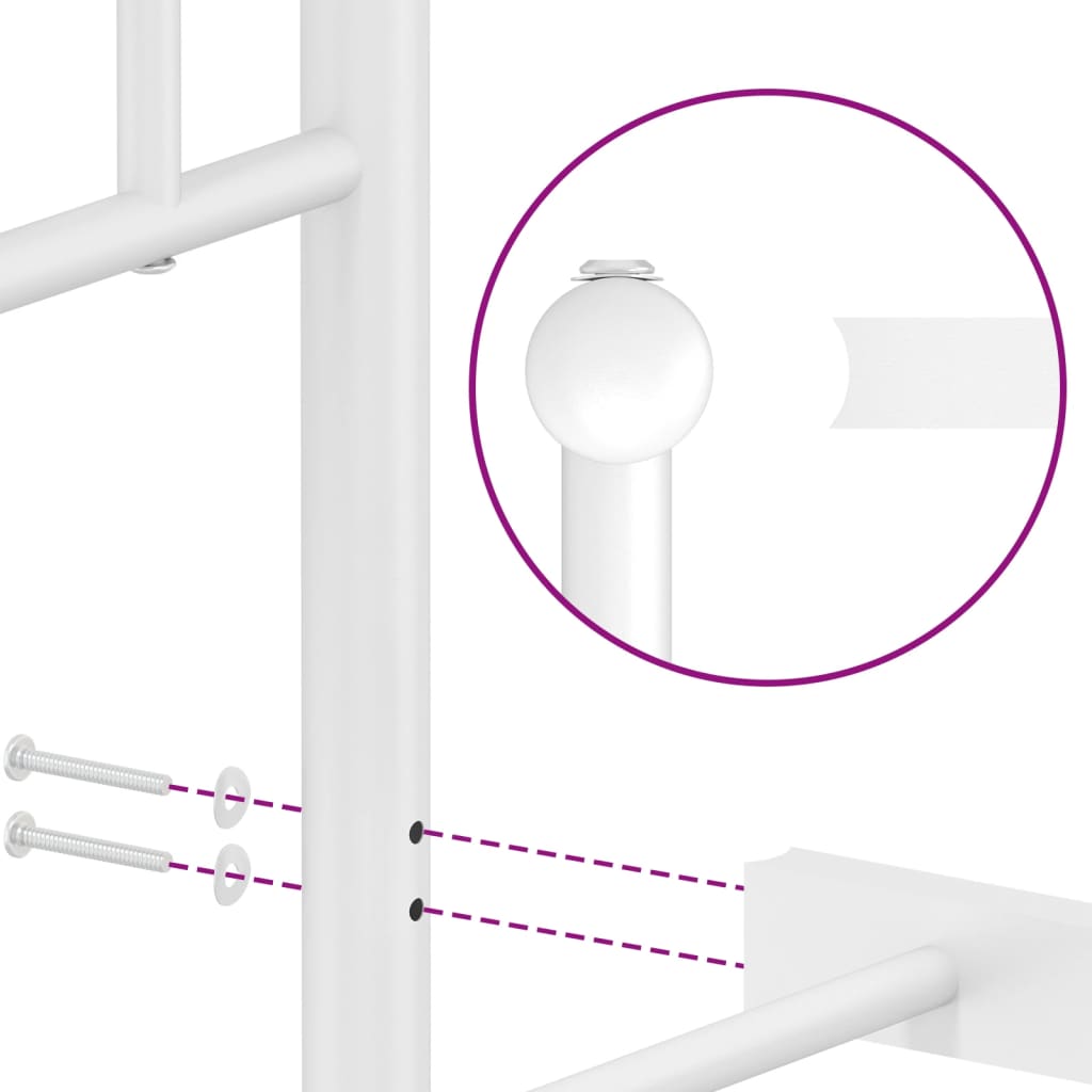Giroletto con Testiera e Pediera Metallo Bianco 120x200 cm