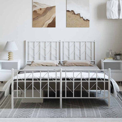 Giroletto con Testiera e Pediera Metallo Bianco 150x200 cm | homemem39