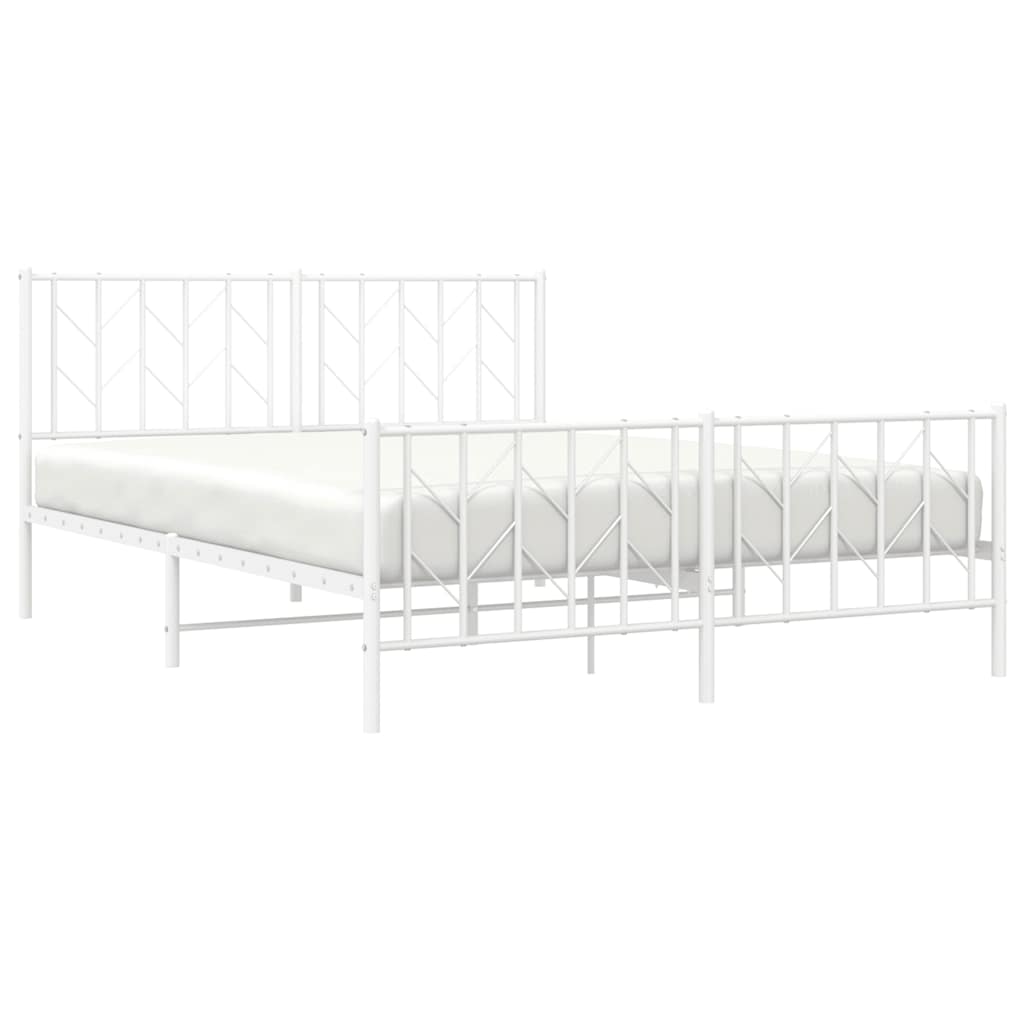 Giroletto con Testiera e Pediera Metallo Bianco 150x200 cm | homemem39