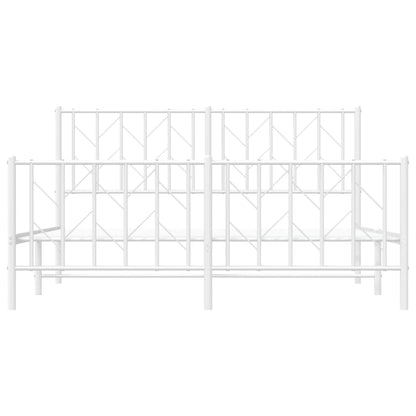 Giroletto con Testiera e Pediera Metallo Bianco 150x200 cm | homemem39