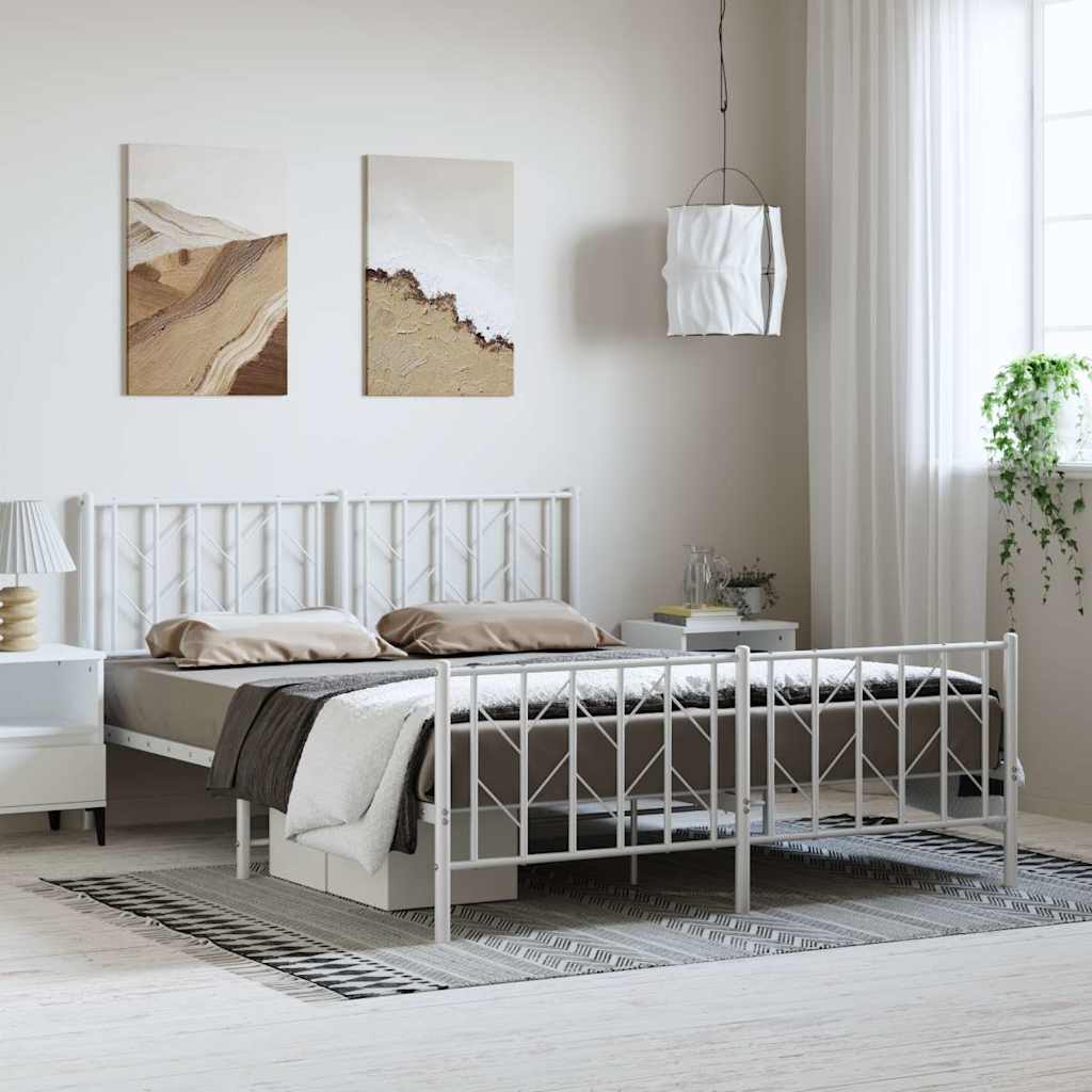 Giroletto con Testiera e Pediera Metallo Bianco 150x200 cm | homemem39