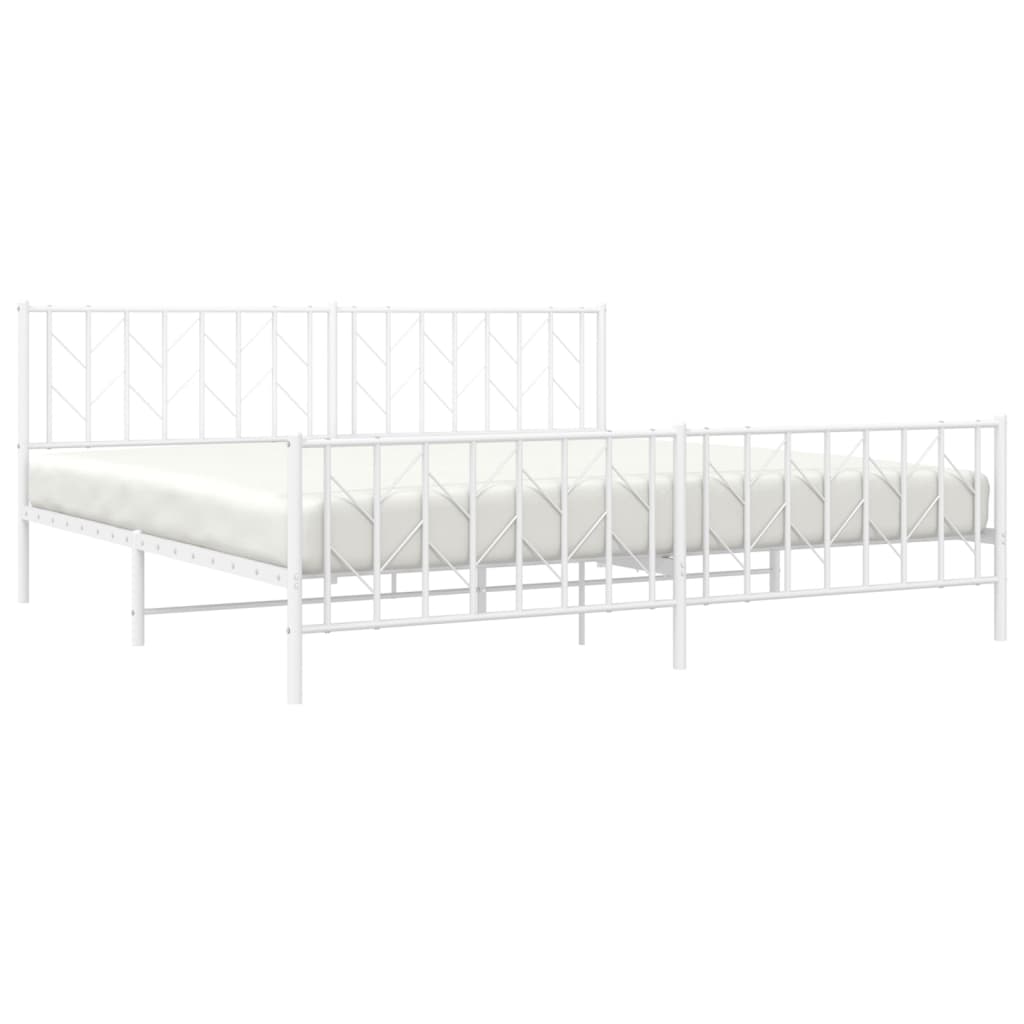 Giroletto con Testiera e Pediera Metallo Bianco 200x200 cm | homemem39