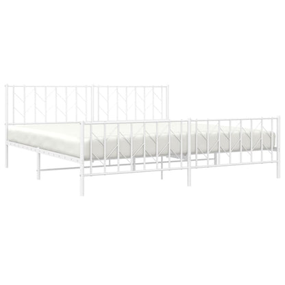 Giroletto con Testiera e Pediera Metallo Bianco 200x200 cm | homemem39