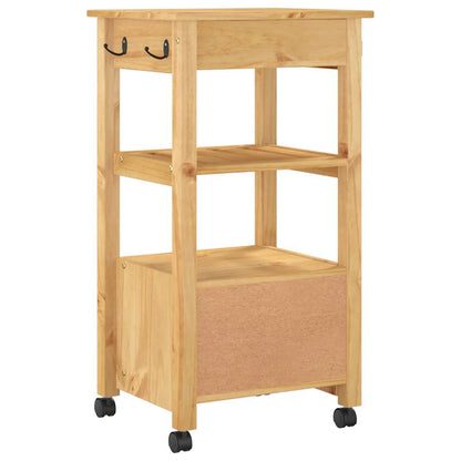 Carrello da Cucina MONZA 48x40x88,5 cm in Legno Massello di Pino