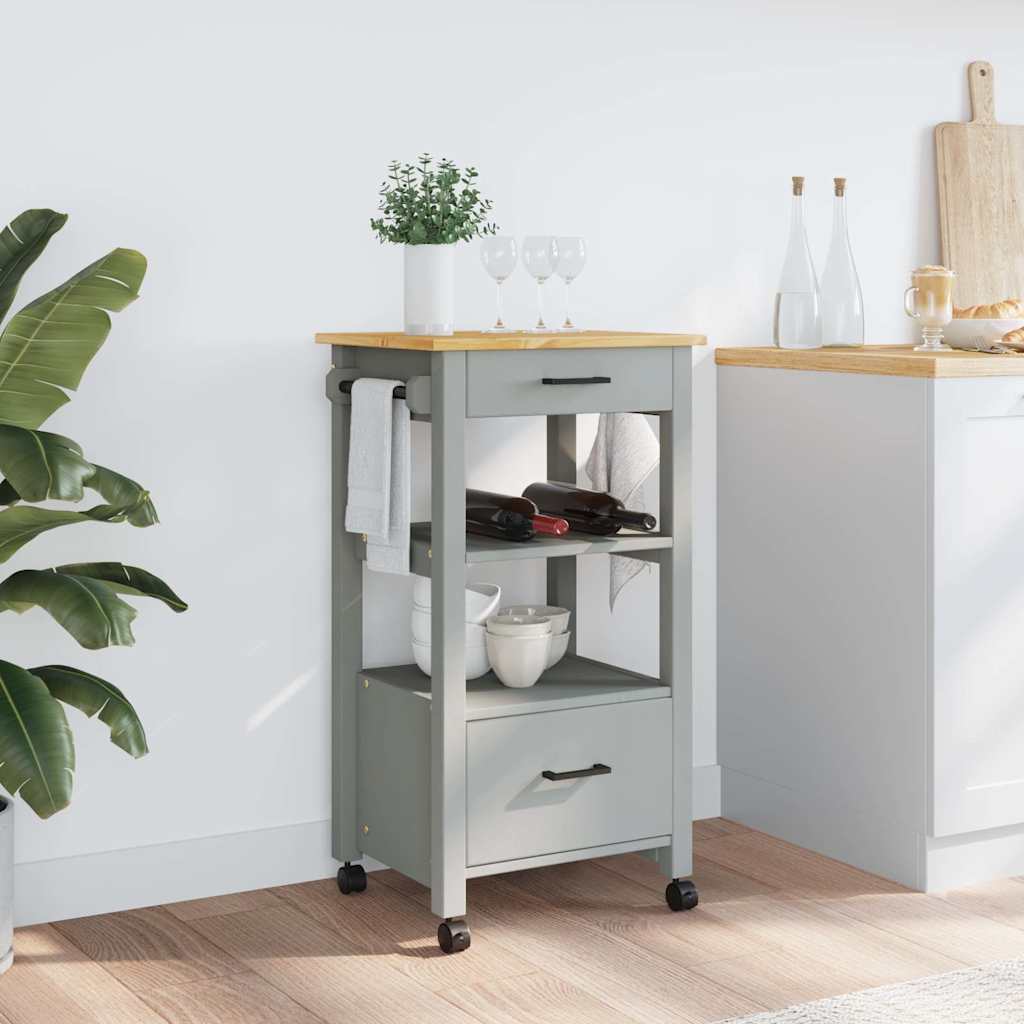 Carrello da Cucina MONZA 48x40x88,5 cm in Legno Massello di Pino