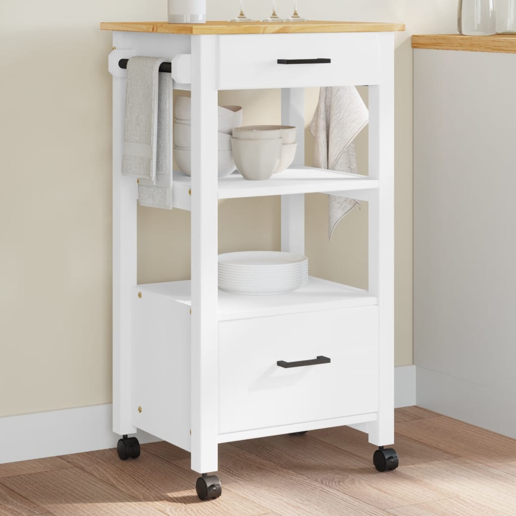 Carrello da Cucina MONZA 48x40x88,5 cm in Legno Massello di Pino