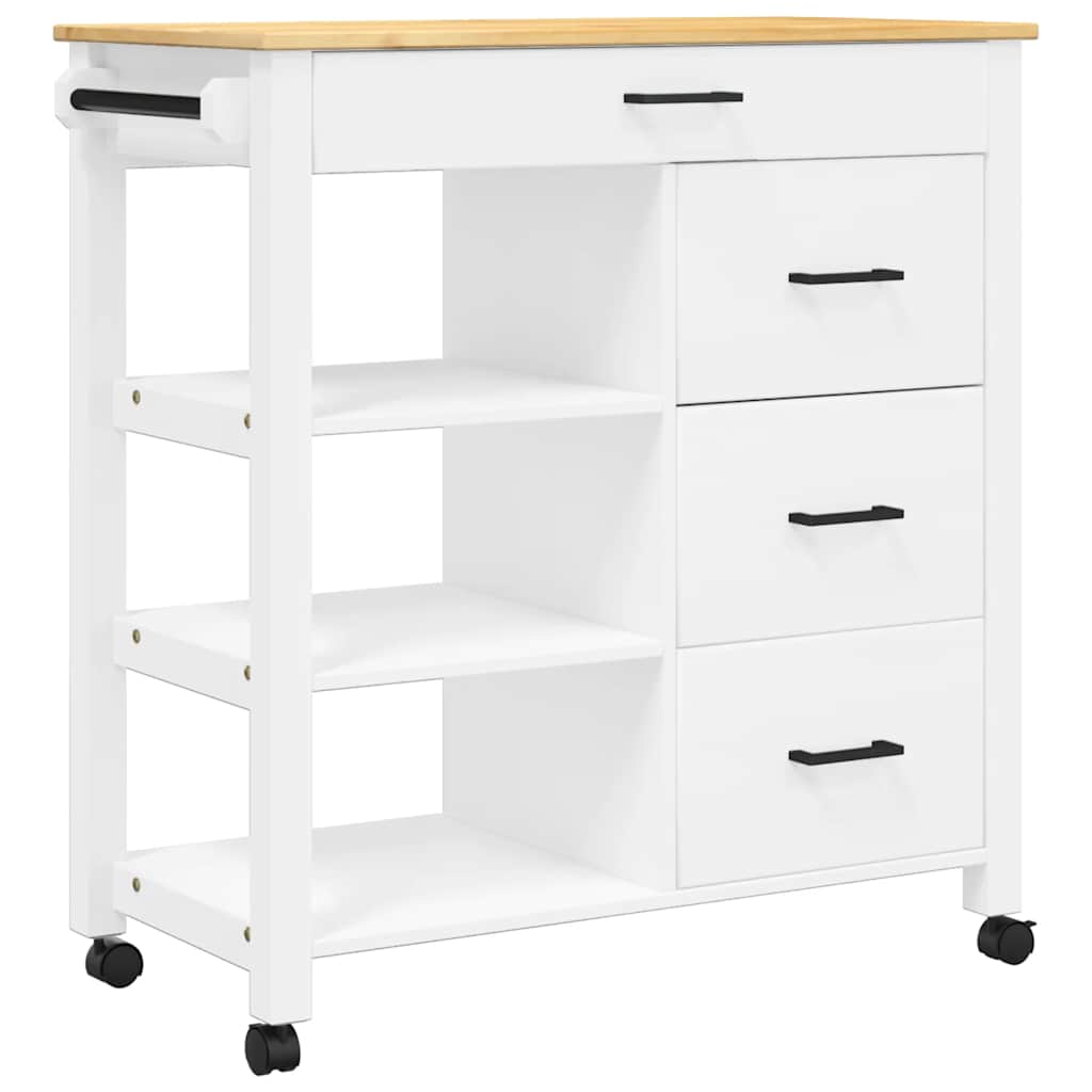 Carrello da Cucina MONZA 84x40x88,5 cm in Legno Massello di Pino