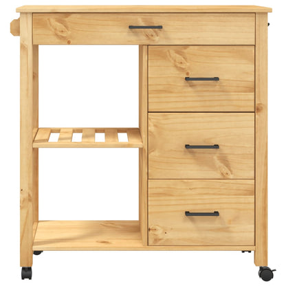 Carrello da Cucina MONZA 84x40x90 cm in Legno Massello di Pino - homemem39