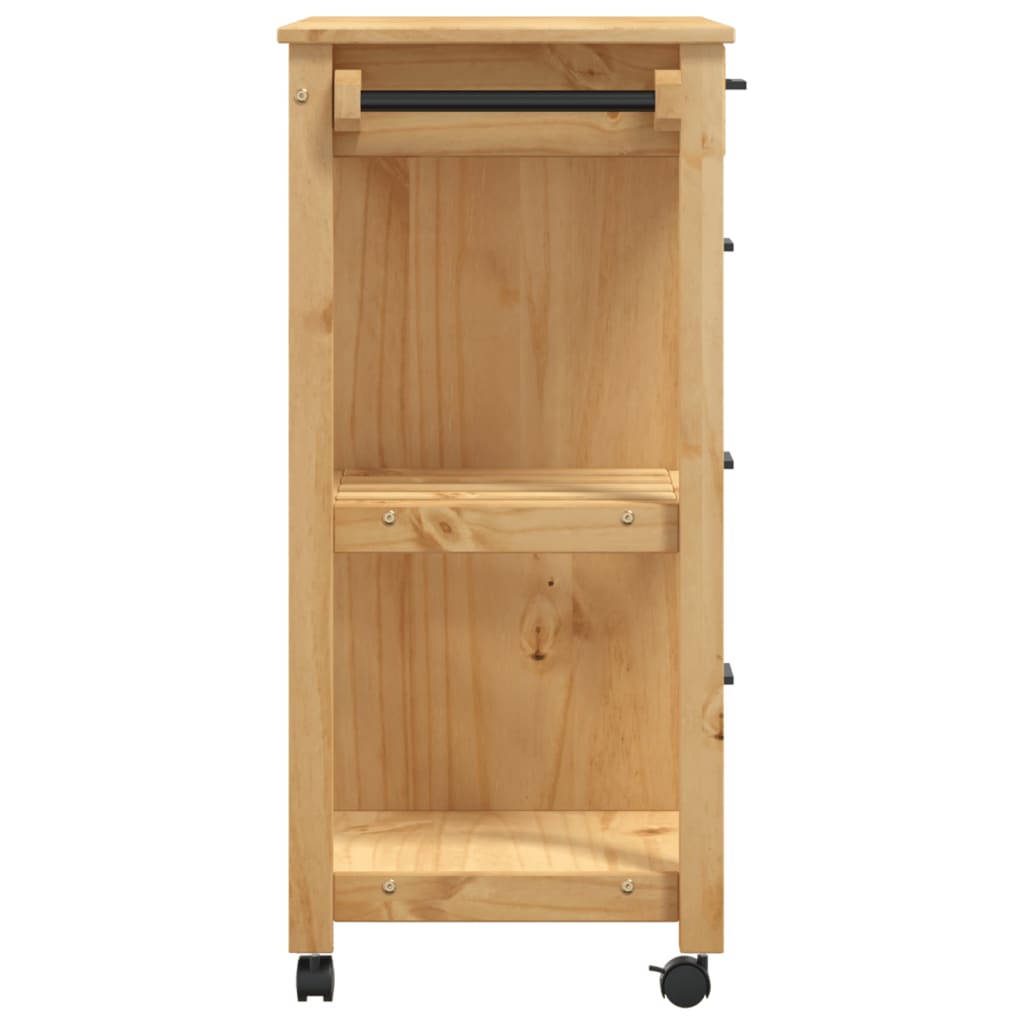 Carrello da Cucina MONZA 84x40x90 cm in Legno Massello di Pino - homemem39