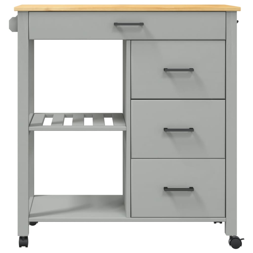 Carrello da Cucina MONZA 84x40x88,5 cm in Legno Massello di Pino