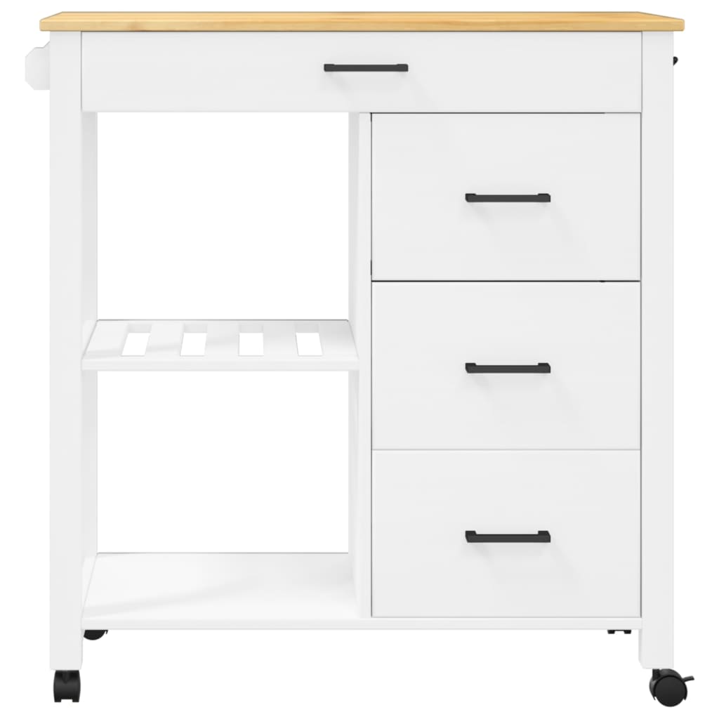 Carrello da Cucina MONZA 84x40x88,5 cm in Legno Massello di Pino