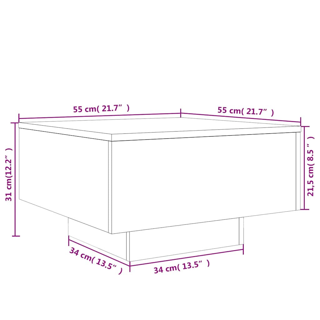 Tavolino da Salotto Rovere Sonoma 55x55x31 cm Legno Multistrato