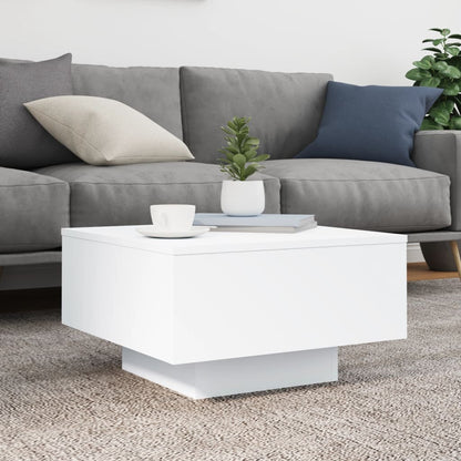 Tavolino da Soggiorno con Luci LED Bianco 55x55x31 cm | homemem39