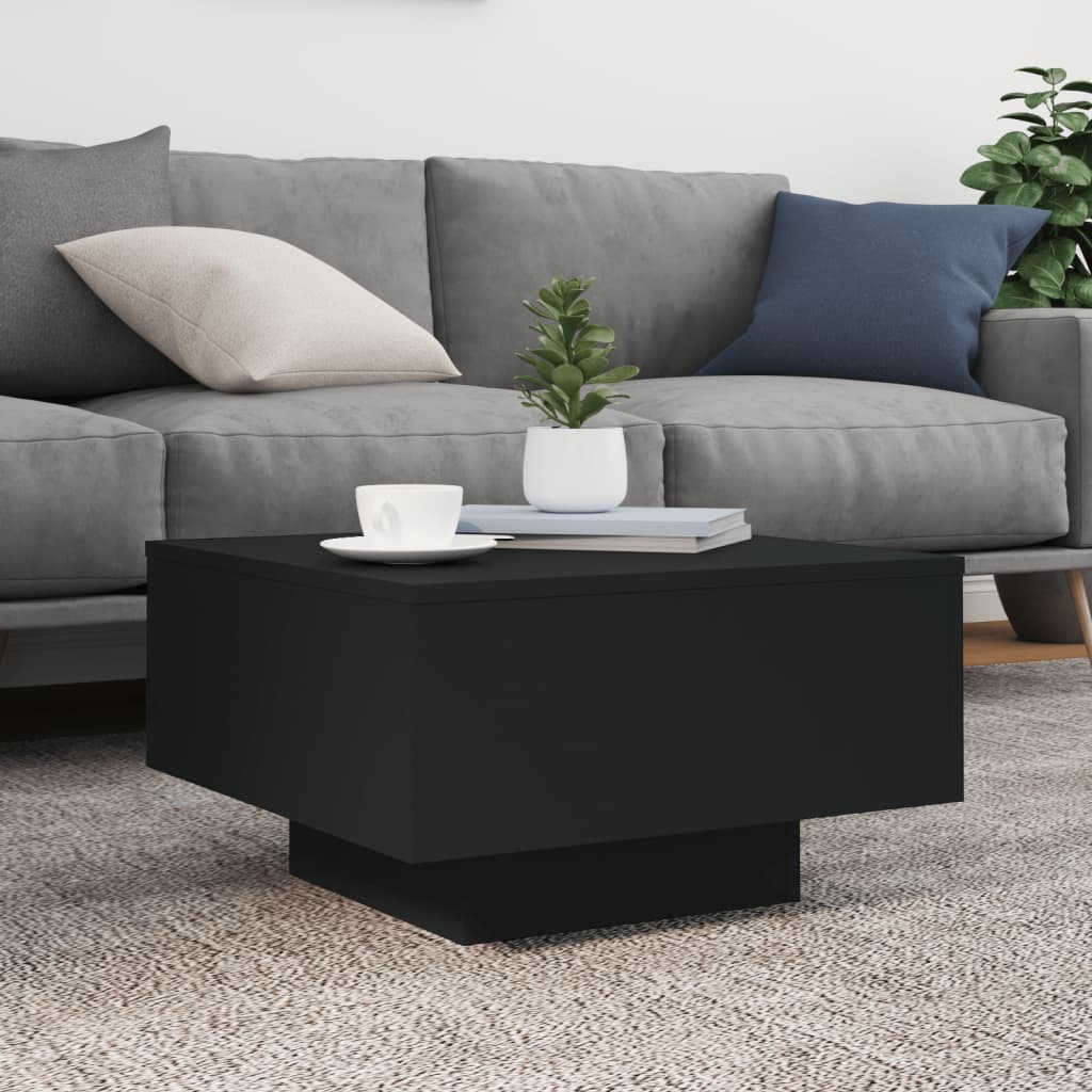 Tavolino da Soggiorno con Luci LED Nero 55x55x31 cm | homemem39
