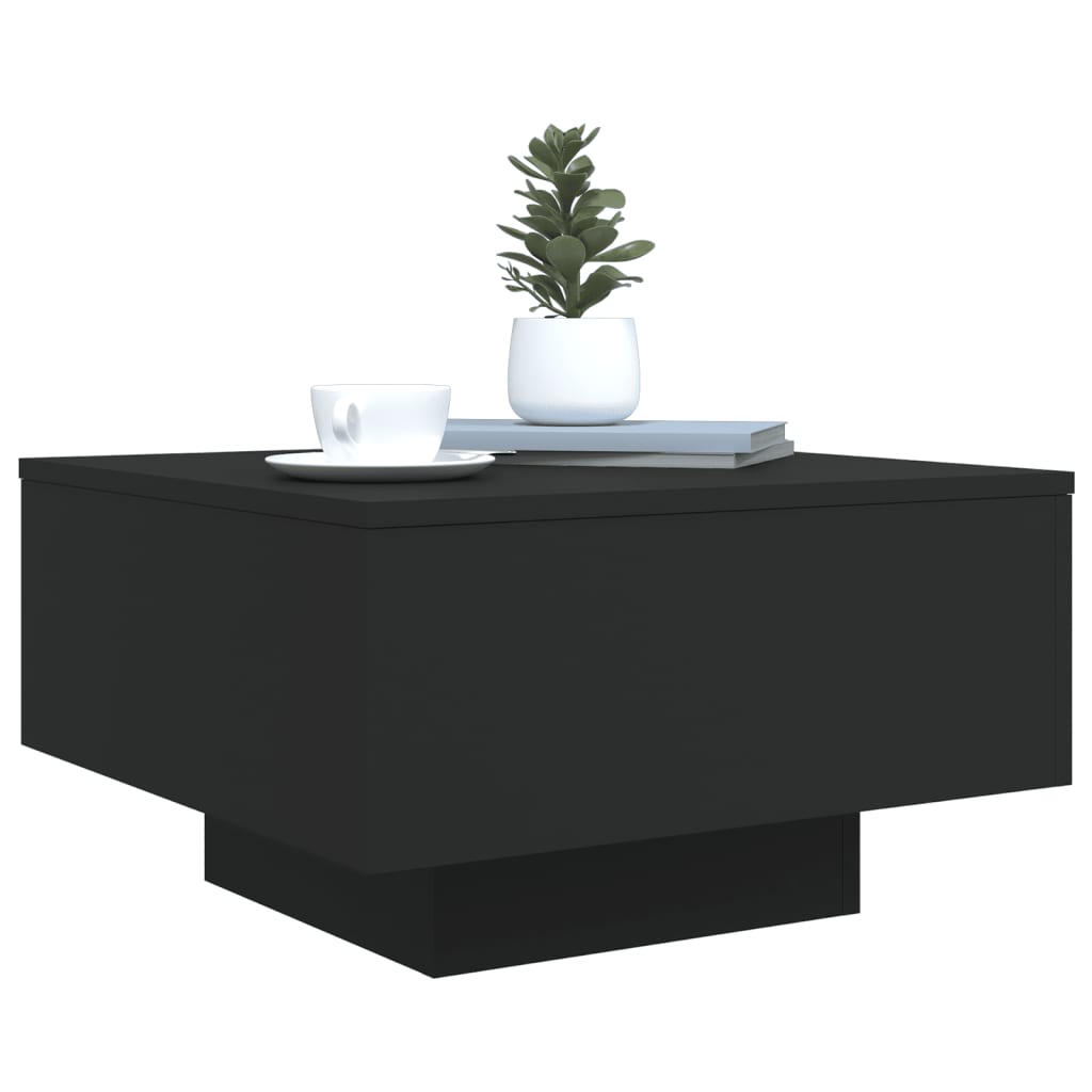 Tavolino da Soggiorno con Luci LED Nero 55x55x31 cm | homemem39
