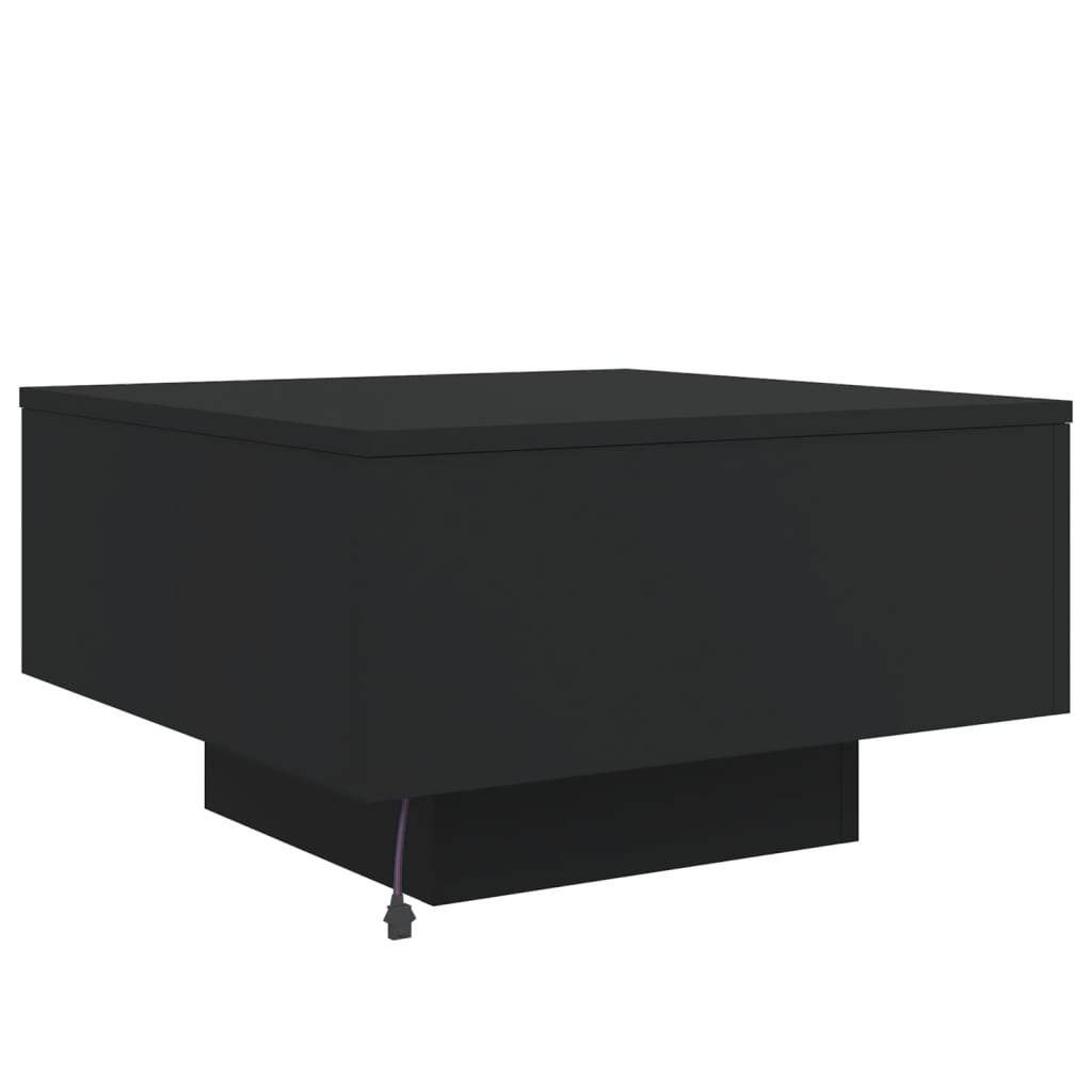 Tavolino da Soggiorno con Luci LED Nero 55x55x31 cm | homemem39