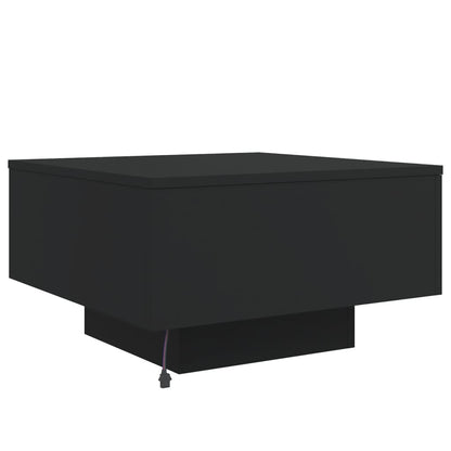 Tavolino da Soggiorno con Luci LED Nero 55x55x31 cm | homemem39