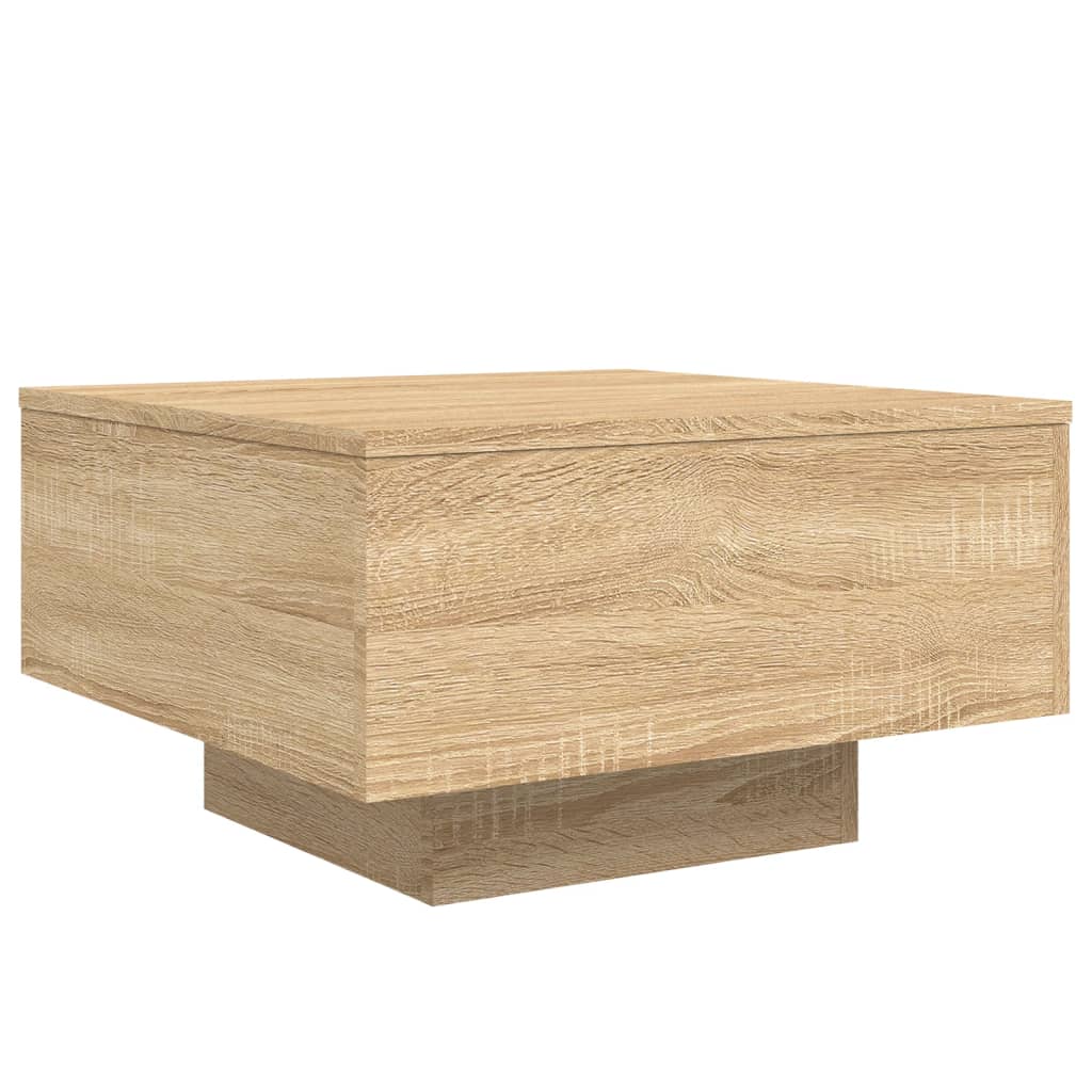 Tavolino da Soggiorno con Luci LED Rovere Sonoma 55x55x31 cm | homemem39