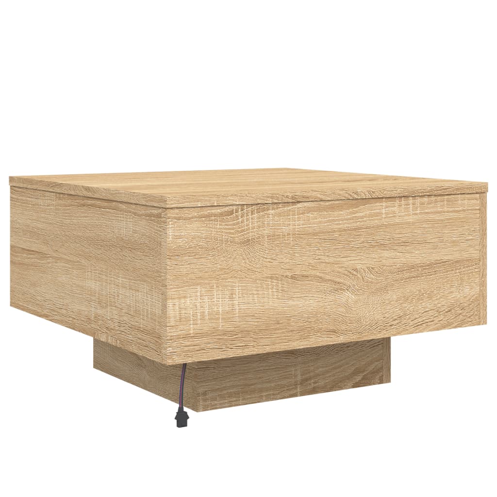 Tavolino da Soggiorno con Luci LED Rovere Sonoma 55x55x31 cm