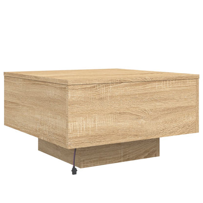 Tavolino da Soggiorno con Luci LED Rovere Sonoma 55x55x31 cm