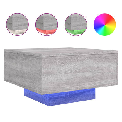 Tavolino da Soggiorno con Luci LED Grigio Sonoma 55x55x31 cm | homemem39