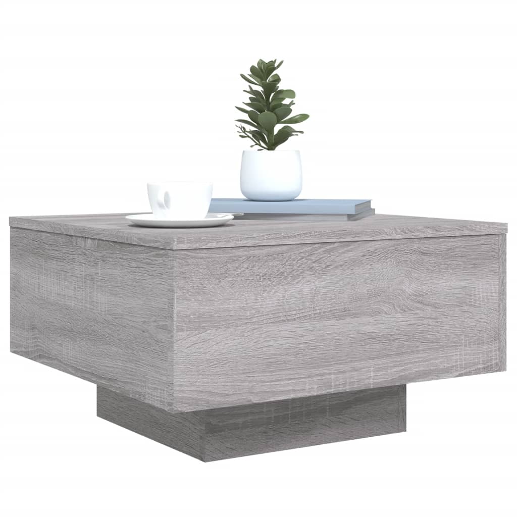 Tavolino da Soggiorno con Luci LED Grigio Sonoma 55x55x31 cm | homemem39